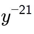 A LaTex expression showing y to the power of -21