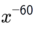 A LaTex expression showing x to the power of -60