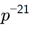 A LaTex expression showing p to the power of -21