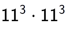 A LaTex expression showing 11 to the power of 3 times 11 to the power of 3