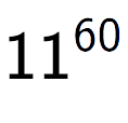 A LaTex expression showing 11 to the power of 60