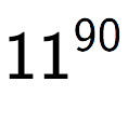 A LaTex expression showing 11 to the power of 90