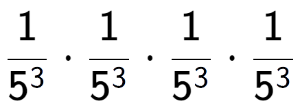 A LaTex expression showing 1 over 5 to the power of 3 times 1 over 5 to the power of 3 times 1 over 5 to the power of 3 times 1 over 5 to the power of 3