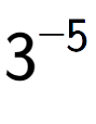 A LaTex expression showing 3 to the power of -5