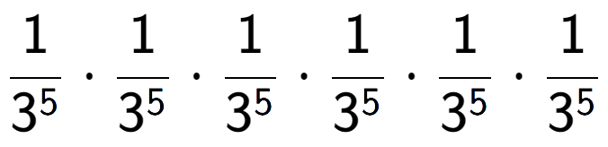 A LaTex expression showing 1 over 3 to the power of 5 times 1 over 3 to the power of 5 times 1 over 3 to the power of 5 times 1 over 3 to the power of 5 times 1 over 3 to the power of 5 times 1 over 3 to the power of 5