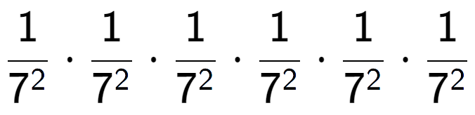 A LaTex expression showing 1 over 7 to the power of 2 times 1 over 7 to the power of 2 times 1 over 7 to the power of 2 times 1 over 7 to the power of 2 times 1 over 7 to the power of 2 times 1 over 7 to the power of 2