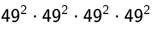 A LaTex expression showing 49 to the power of 2 times 49 to the power of 2 times 49 to the power of 2 times 49 to the power of 2