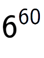 A LaTex expression showing 6 to the power of 60