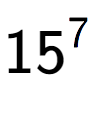 A LaTex expression showing 15 to the power of 7