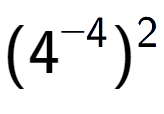 A LaTex expression showing (4 to the power of -4 ) to the power of 2