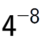 A LaTex expression showing 4 to the power of -8