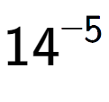 A LaTex expression showing 14 to the power of -5