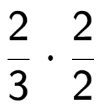 A LaTex expression showing 2 over 3 times 2 over 2