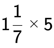 A LaTex expression showing 11 over 7 multiplied by 5