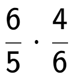 A LaTex expression showing 6 over 5 times 4 over 6