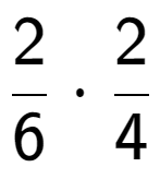 A LaTex expression showing 2 over 6 times 2 over 4