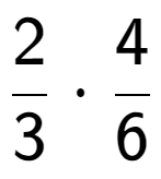 A LaTex expression showing 2 over 3 times 4 over 6