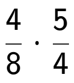 A LaTex expression showing 4 over 8 times 5 over 4