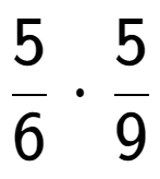 A LaTex expression showing 5 over 6 times 5 over 9