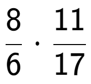 A LaTex expression showing 8 over 6 times 11 over 17