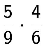 A LaTex expression showing 5 over 9 times 4 over 6