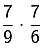 A LaTex expression showing 7 over 9 times 7 over 6