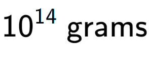 A LaTex expression showing 10 to the power of 14 \text{ grams}