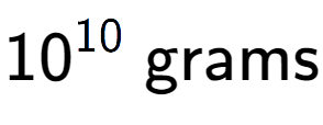 A LaTex expression showing 10 to the power of 10 \text{ grams}