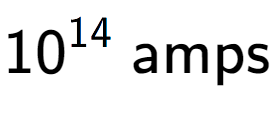 A LaTex expression showing 10 to the power of 14 \text{ amps}