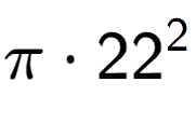 A LaTex expression showing Pi times 22 to the power of 2