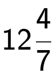 A LaTex expression showing 124 over 7