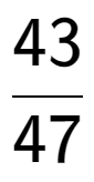 A LaTex expression showing 43 over 47