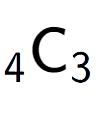 A LaTex expression showing sub 4 \text{C} sub 3