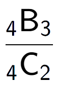 A LaTex expression showing \frac{ sub 4 \text{B} sub 3 }{ sub 4 \text{C} sub 2 }