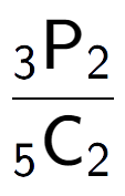 A LaTex expression showing \frac{ sub 3 \text{P} sub 2 }{ sub 5 \text{C} sub 2 }
