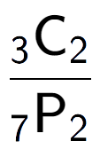 A LaTex expression showing \frac{ sub 3 \text{C} sub 2 }{ sub 7 \text{P} sub 2 }