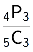 A LaTex expression showing \frac{ sub 4 \text{P} sub 3 }{ sub 5 \text{C} sub 3 }