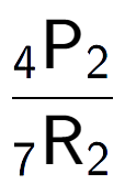 A LaTex expression showing \frac{ sub 4 \text{P} sub 2 }{ sub 7 \text{R} sub 2 }