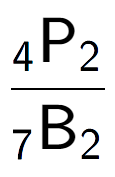 A LaTex expression showing \frac{ sub 4 \text{P} sub 2 }{ sub 7 \text{B} sub 2 }