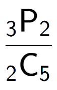 A LaTex expression showing \frac{ sub 3 \text{P} sub 2 }{ sub 2 \text{C} sub 5 }