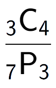 A LaTex expression showing \frac{ sub 3 \text{C} sub 4 }{ sub 7 \text{P} sub 3 }