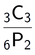 A LaTex expression showing \frac{ sub 3 \text{C} sub 3 }{ sub 6 \text{P} sub 2 }