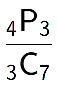 A LaTex expression showing \frac{ sub 4 \text{P} sub 3 }{ sub 3 \text{C} sub 7 }