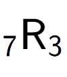 A LaTex expression showing sub 7 \text{R} sub 3