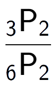 A LaTex expression showing \frac{ sub 3 \text{P} sub 2 }{ sub 6 \text{P} sub 2 }