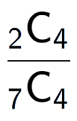 A LaTex expression showing \frac{ sub 2 \text{C} sub 4 }{ sub 7 \text{C} sub 4 }