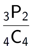 A LaTex expression showing \frac{ sub 3 \text{P} sub 2 }{ sub 4 \text{C} sub 4 }