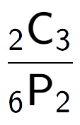 A LaTex expression showing \frac{ sub 2 \text{C} sub 3 }{ sub 6 \text{P} sub 2 }