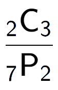 A LaTex expression showing \frac{ sub 2 \text{C} sub 3 }{ sub 7 \text{P} sub 2 }