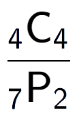 A LaTex expression showing \frac{ sub 4 \text{C} sub 4 }{ sub 7 \text{P} sub 2 }